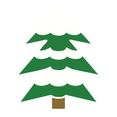 flat color retro cartoon snow covered tree