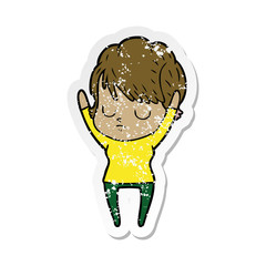 distressed sticker of a cartoon woman