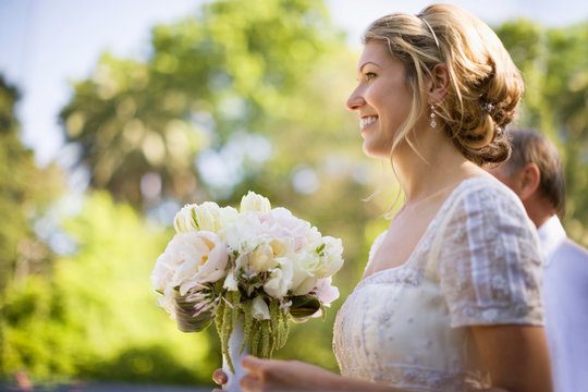 A bride holding a bouquet