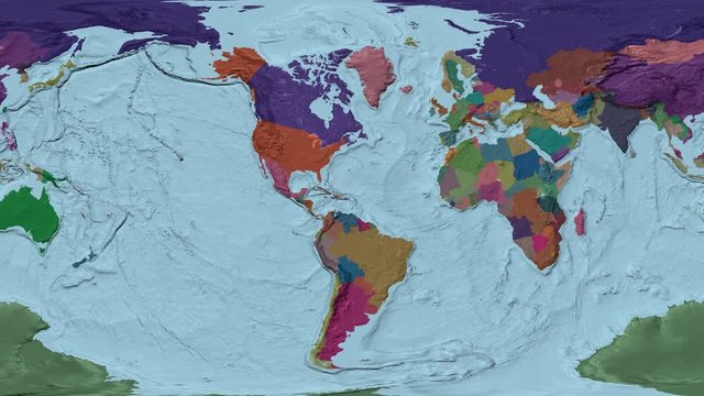 Anguilla area presented against the global administrative map in the Patterson Cylindrical projection with animated oblique transformation