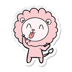 sticker of a happy cartoon lion