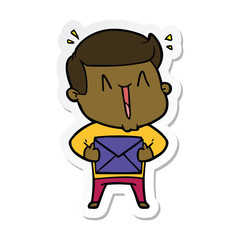 sticker of a cartoon excited man