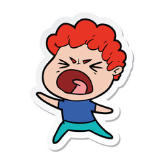 sticker of a cartoon furious man