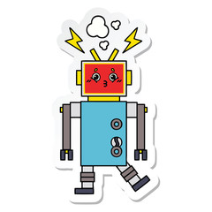 sticker of a cute cartoon robot malfunction