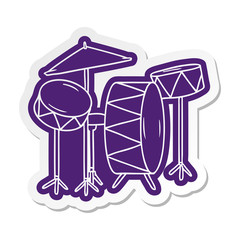 cartoon sticker of a drum kit