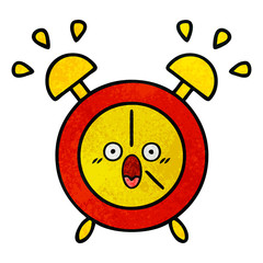 retro grunge texture cartoon alarm clock