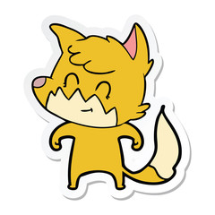 sticker of a cartoon friendly fox