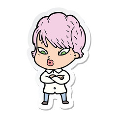 sticker of a cartoon woman