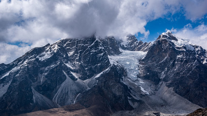 Landscape view of Nangkartshang Peak. View from Kongma La pass track.  Sagarmatha (Everest) National Park, Nepal.