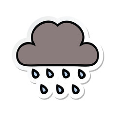 sticker of a cute cartoon storm rain cloud
