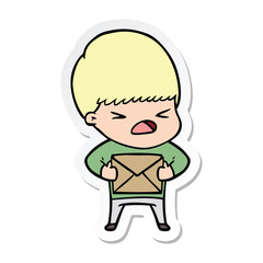 sticker of a cartoon stressed man