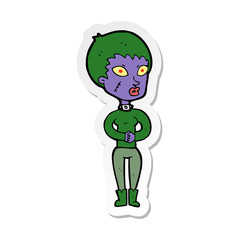 sticker of a cartoon zombie girl