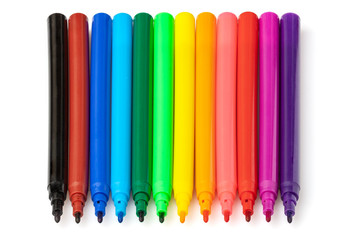 Color marker color pen set isolated on white background.