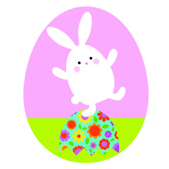  cute Easter bunny on top of floral egg