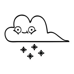 line drawing cartoon snow cloud