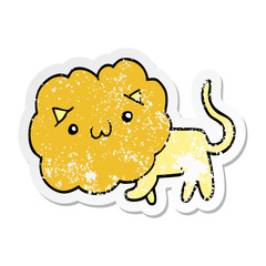 distressed sticker of a cute cartoon lion