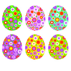 Easter egg shapes with floral patterns