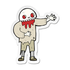 sticker of a cartoon spooky zombie