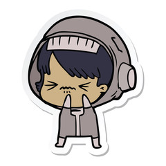 sticker of a angry cartoon space girl