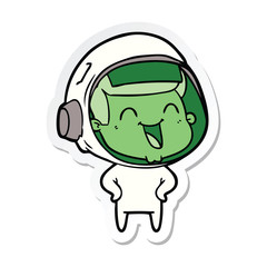sticker of a happy cartoon astronaut