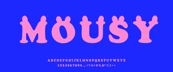 playful childish font set with ears