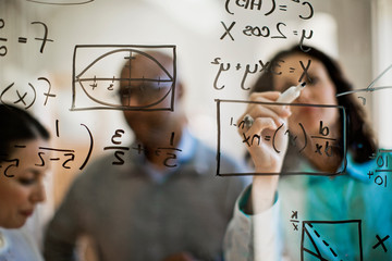 Mathmeticians working to solve equation.