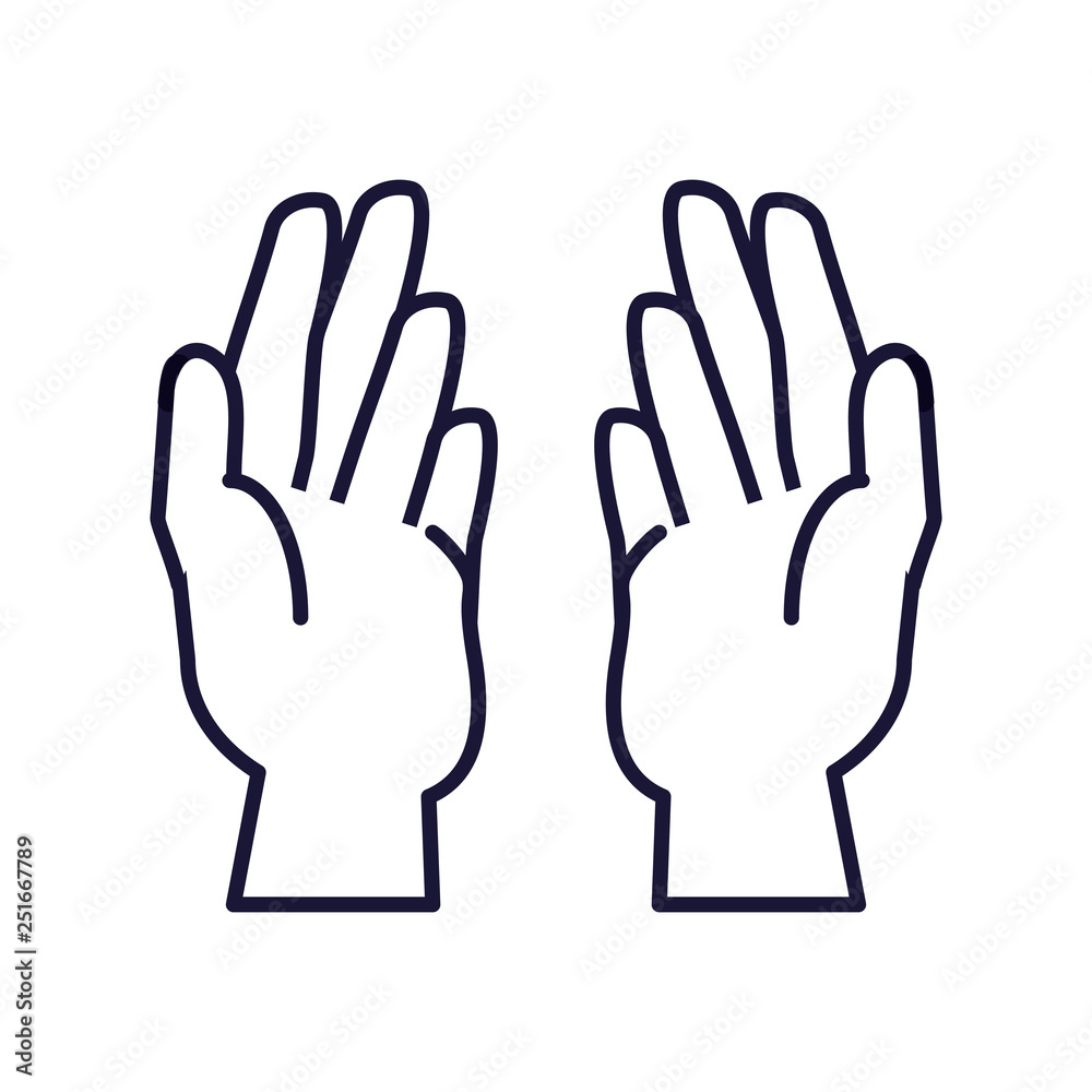 Sticker hands human isolated icon