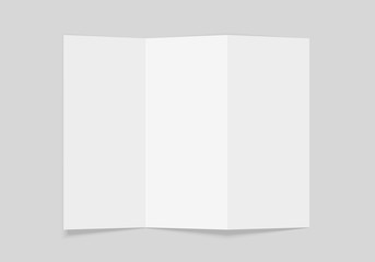 Tri folded booklet mockup. Blank white  brochure mock up.