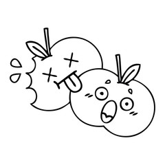 line drawing cartoon juicy apple