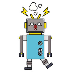 cute cartoon malfunctioning robot