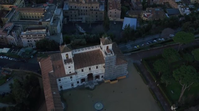 Drone view - Villa Borghese to Vatican City tracking forward - twilight 