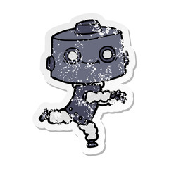 distressed sticker of a cartoon robot