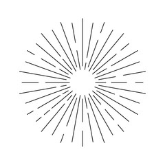 Fototapeta premium Sun rays hand drawn, linear drawing