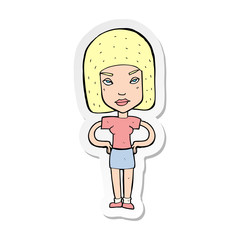 sticker of a cartoon annoyed woman