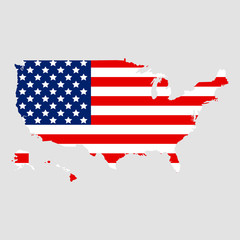 Flag in map of USA on gray background