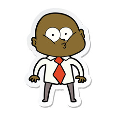 sticker of a cartoon bald man staring