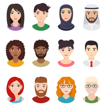Set of people avatars. Avatar men and women collection. Isolated vector illustration