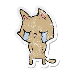 Obraz na płótnie Canvas distressed sticker of a crying cartoon cat