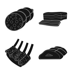 Isolated object of meat and ham symbol. Collection of meat and cooking vector icon for stock.