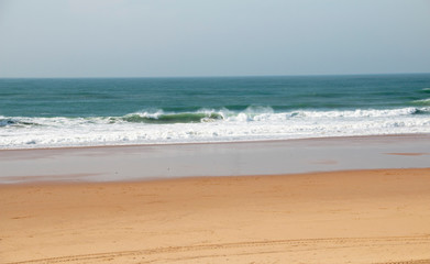 Fototapeta na wymiar beach, yellow sand and the atlantic ocean