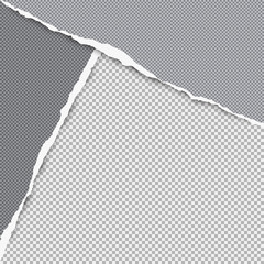 Torn squared dark grey paper in corners are on background with space for text. Vector illustration