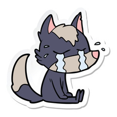 sticker of a cartoon crying wolf