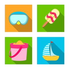 Fototapeta premium Vector illustration of equipment and swimming symbol. Collection of equipment and activity vector icon for stock.