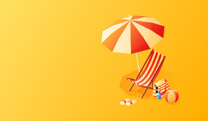 Vacation and travel concept. Umbrella, beach. Flat style vector illustration