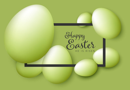Easter Card Layout with Egg Illustrations