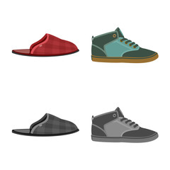 Vector design of shoe and footwear sign. Set of shoe and foot stock vector illustration.