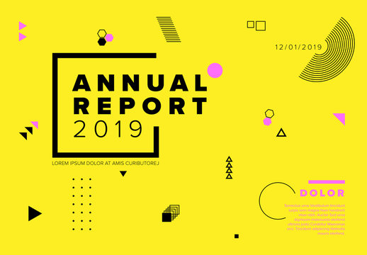 Annual Report Cover Layout with Geometric Elements
