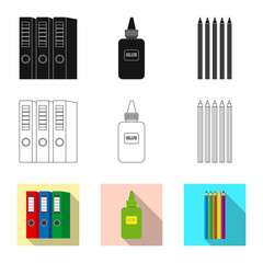 Isolated object of office and supply logo. Set of office and school vector icon for stock.