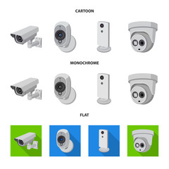 Isolated object of cctv and camera sign. Collection of cctv and system vector icon for stock.