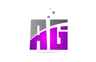 pink grey alphabet letter combination AG A G for logo icon design